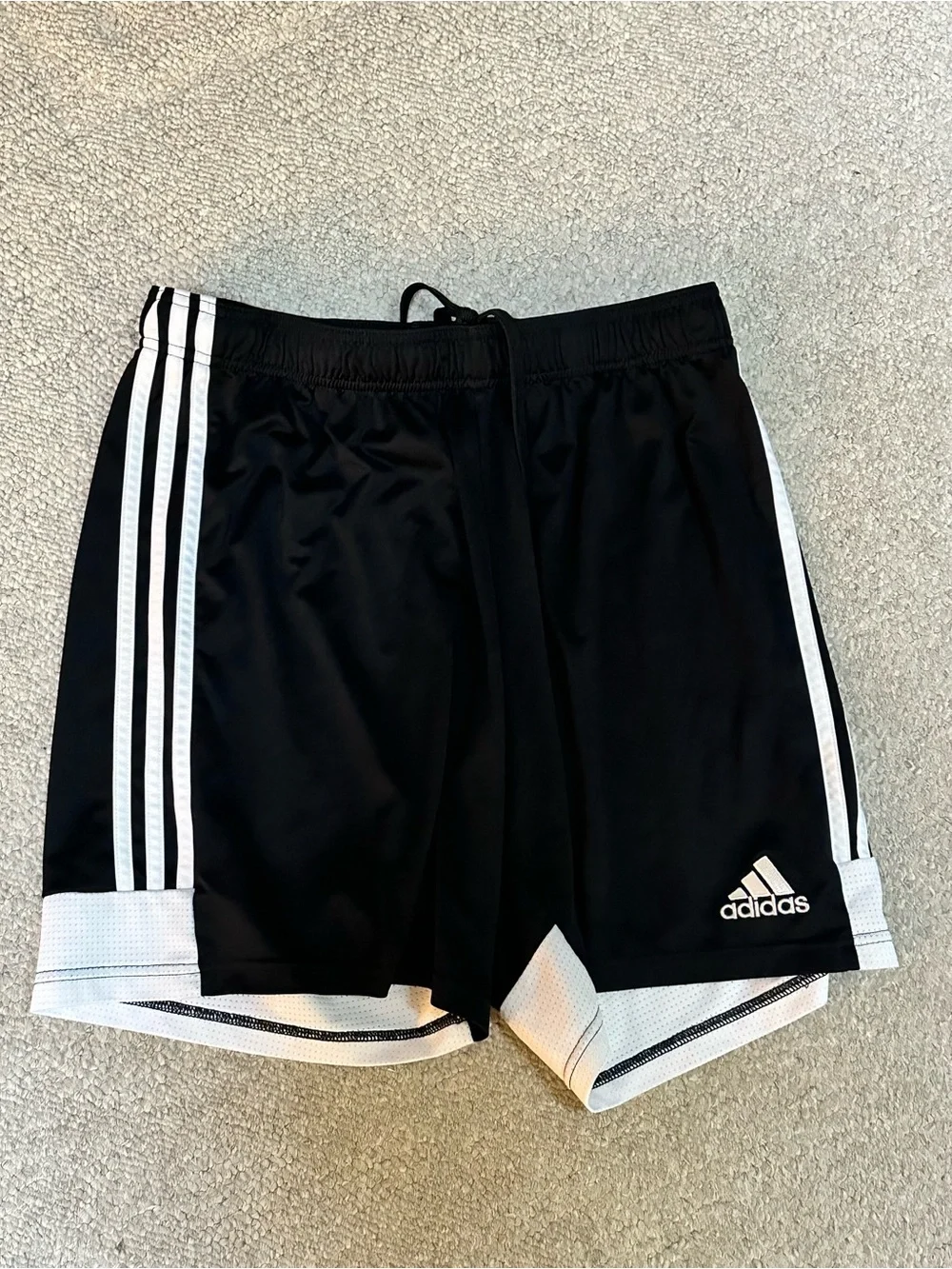 adidas Black Athletic Shorts with White Stripes